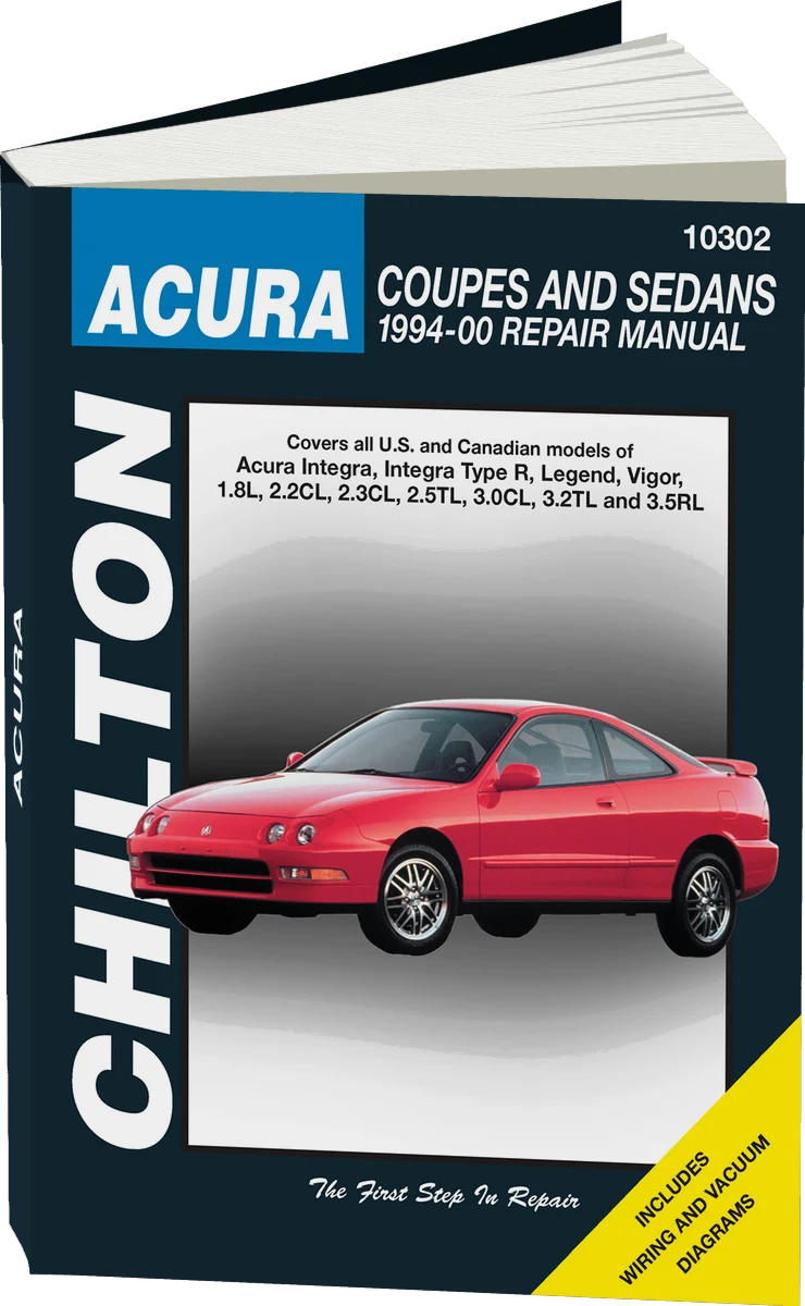 Acura Coupes and Sedans Chilton Repair Manual covering all US and Canadian models of Integra, Integra Type R, Legend and Vigor for 1994-00