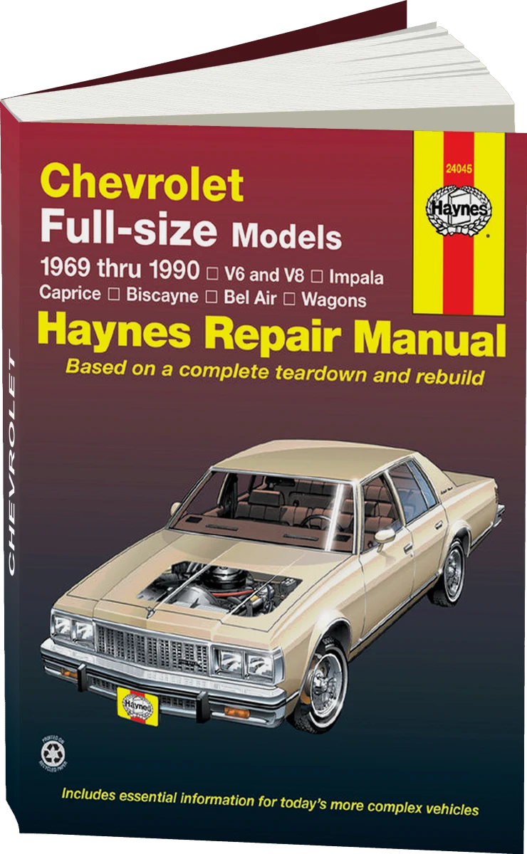 Chevrolet full-size V6 & V8 petrol, Impala, Caprice, Biscayne, Bel Air, Kingswood & Townsman (1969-1990) Haynes Repair Manual (USA)