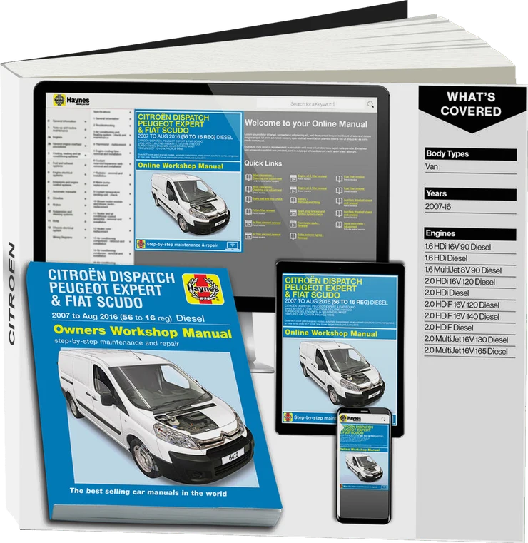 Citroen Dispatch, Peugeot Expert & Fiat Scudo Diesel 56 to 16 (2007-Aug 2016) Haynes Repair Manual