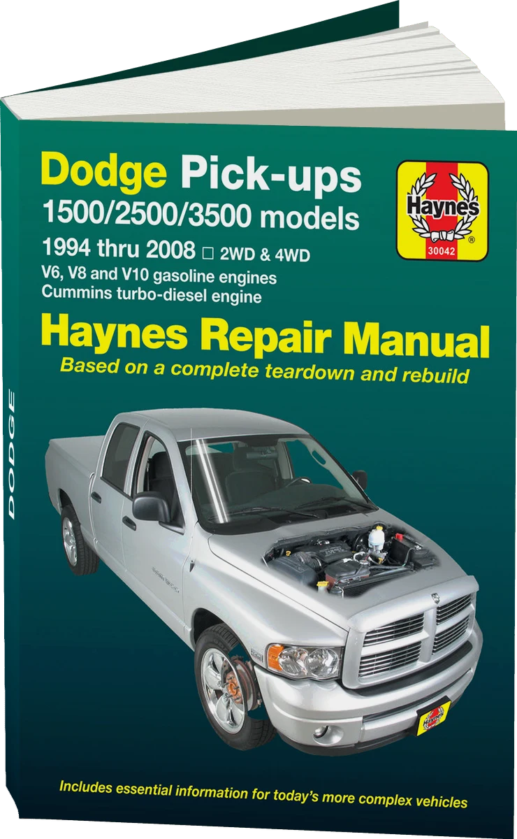 Dodge Full-Size 1500, 2500 & 3500 (94-08) with V6, V8 & V10 Gas & Cummins Turbo-Diesel, 2WD & 4WD Haynes Repair Manual