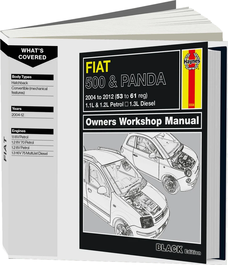 Fiat 500 & Panda (2004-2012) Haynes Repair Manual - Premium Hardback Black Edition