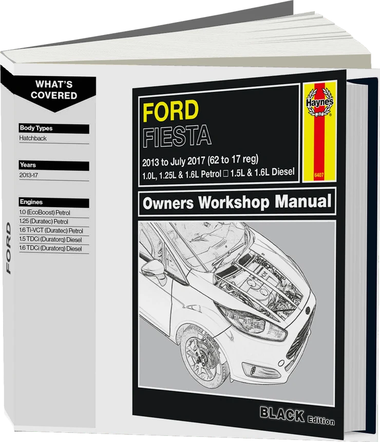 Ford Fiesta Petrol & Diesel (2013-2017) 62 to 17 Haynes Repair Manual - Premium Hardback Black Edition