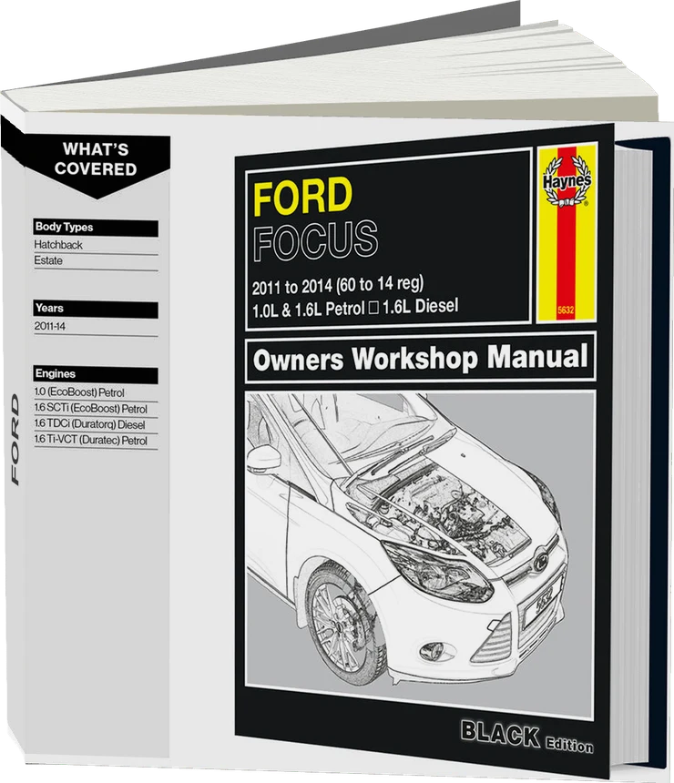 Ford Focus Petrol & Diesel (2011-2014) Haynes Repair Manual - Premium Hardback Black Edition