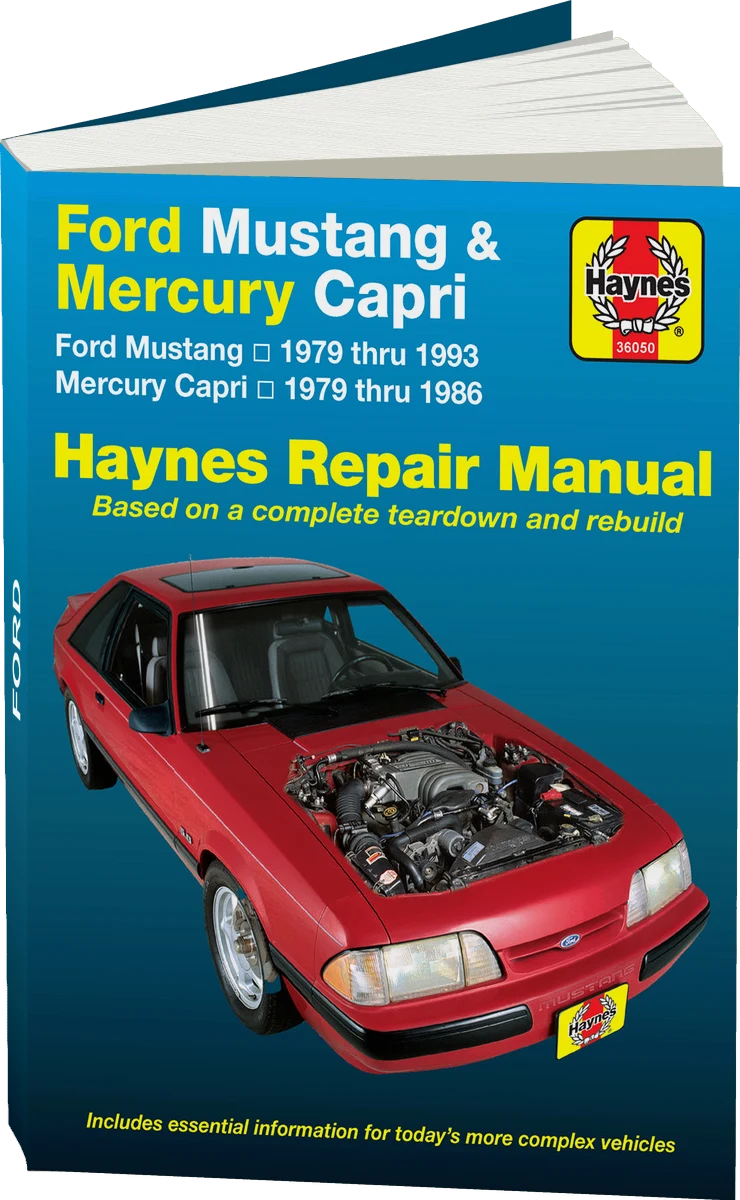 Ford Mustang, Ghia & Cobra (1979-1993) & Mercury Capri, Ghia & RS (1979-1986) in-line 4 cyl & 6 cyl, V6 & V8 Haynes Repair Manual (USA)