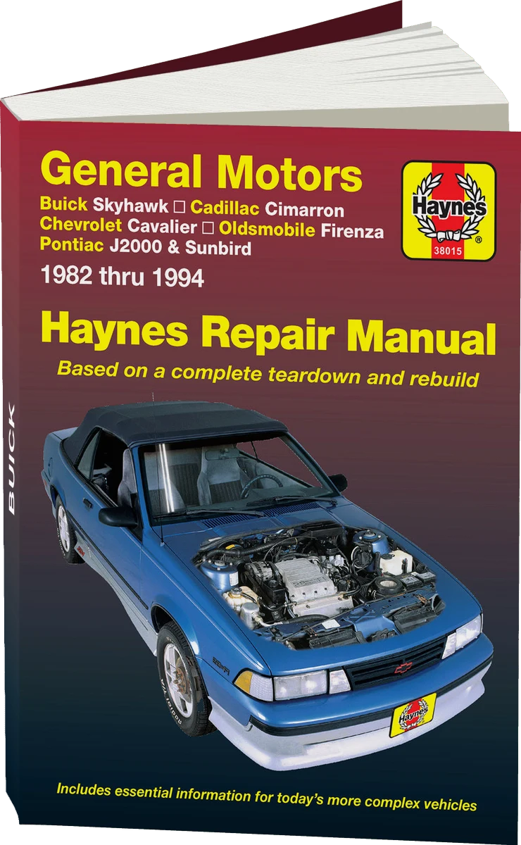 General Motors FWD models Buick Skyhawk, Cadillac Cimarron, Chevrolet Cavalier, Oldsmobile Firenza, Pontiac J2000 & Sunbird (82-94) Haynes Repair Manual