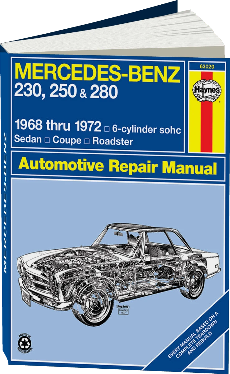 Mercedes-Benz 230, 250 & 280 for 230, 250 & 280 models with 6-cylinder engine (68-72) Haynes Repair Manual