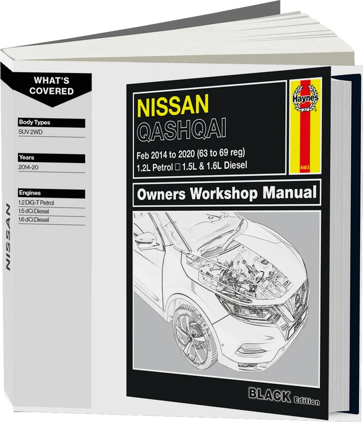 Nissan Qashqai (Feb 2014-2020) 63 to 69 Haynes Repair Manual - Premium Hardback Black Edition