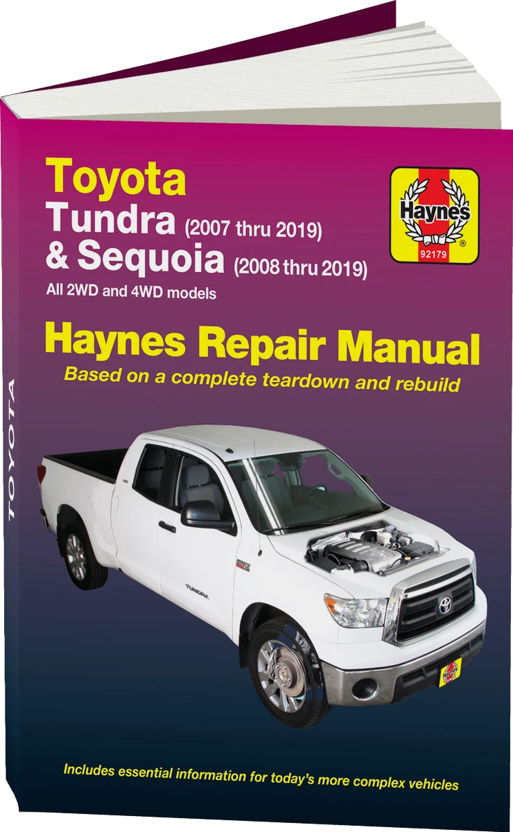 Toyota 2WD & 4WD Tundra (2007-2019) & Sequoia (2008-2019) Haynes Repair Manual (USA)