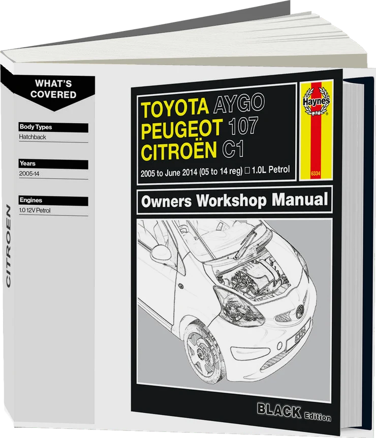Toyota Aygo, Peugeot 107 & Citroen C1 petrol (2005-2014) Haynes Repair Manual - Premium Hardback Black Edition
