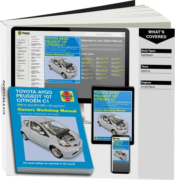 Toyota Aygo, Peugeot 107 & Citroen C1 petrol (2005-2014) Haynes Repair Manual