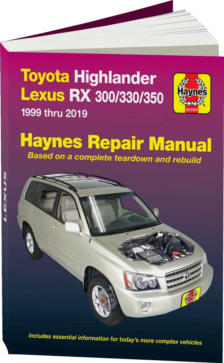 Toyota HighLander (2001-2019) & Lexus RX 300/330/350 (1999-2019) Haynes Repair Manual (USA)