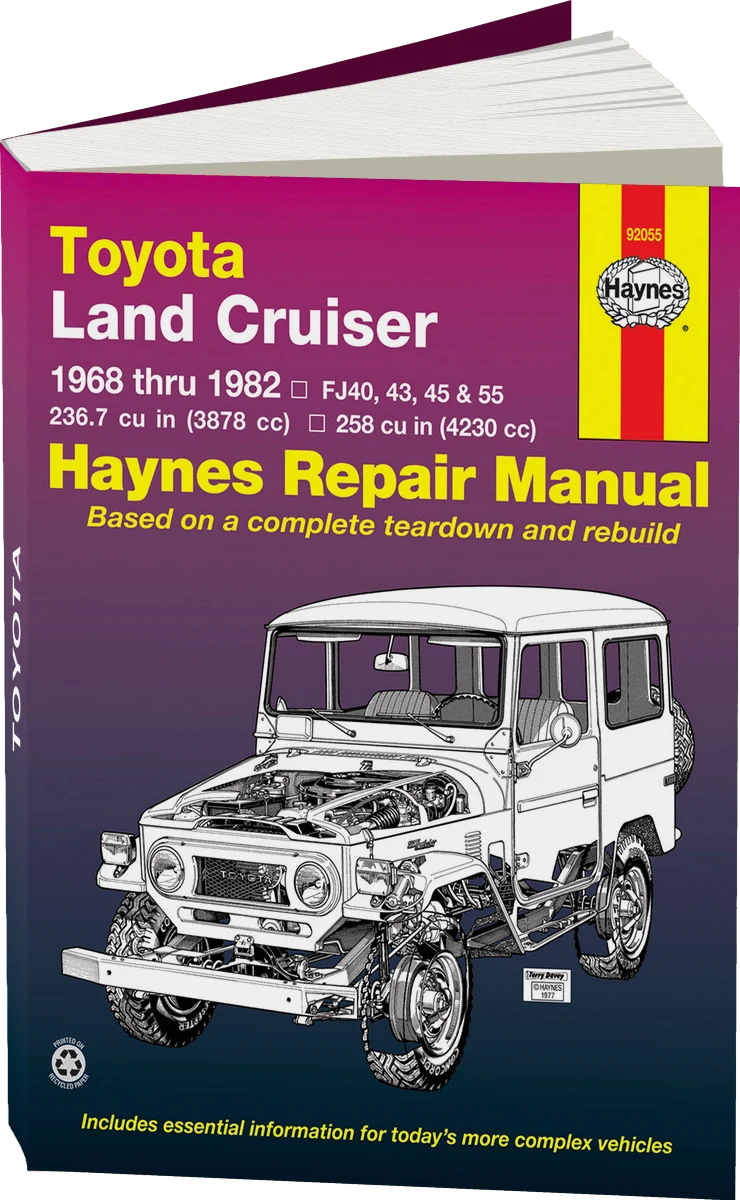 Toyota Land Cruiser Series FJ40, FJ43, FJ45 & FJ55 (1968-1982) Haynes Repair Manual (USA)