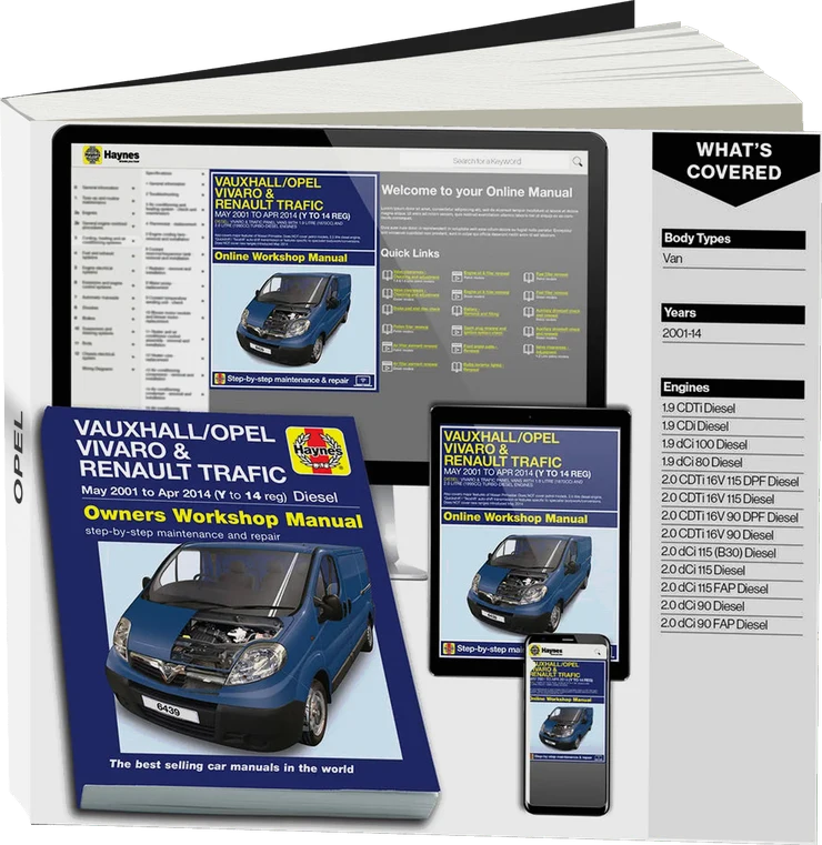 Vauxhall/Opel Vivaro & Renault Trafic Diesel May 2001-Apr 2014 (Y to 14 reg) Haynes Repair Manual