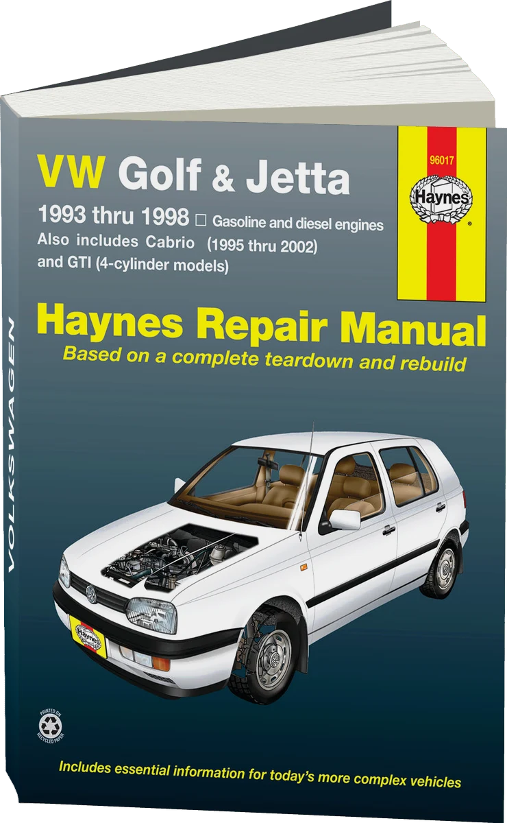 Volkswagen Golf, GTI and Jetta (1993-1998) and Volkswagen Cabrio (1995-2002) petrol & diesel Haynes Repair Manual (USA)