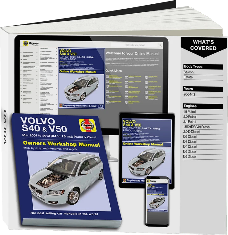 Volvo S40 & V50 Petrol & Diesel (Mar 2004-2013) Haynes Repair Manual