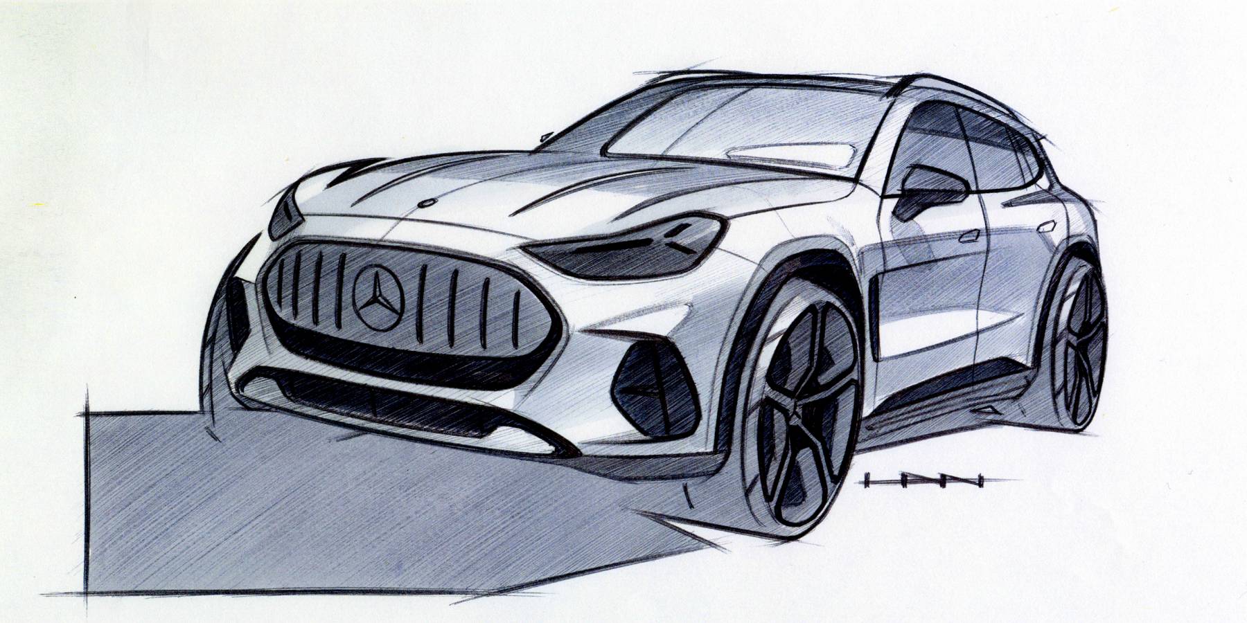 Design sketch of the Mercedes-AMG GT SUV